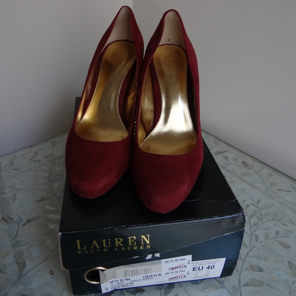 Ralph Lauren red suede leather pumps NEW 9.5